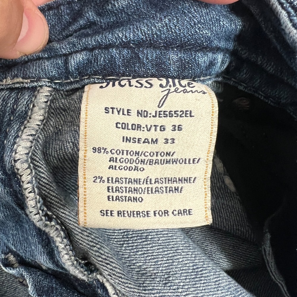 Miss Me Jeans Womens 31 Easy Boot Mid Rise Embellished Rhinestone Blue Denim - Picture 9 of 14